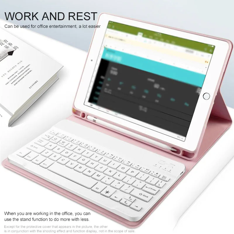 Чехол с беспроводной клавиатурой и Bluetooth для IPad 2019 держателем карандашей умные
