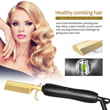 Heating Comb Straightener Electric Hot Comb Flat Iron Hair Straightening Brush Smoothing Iron Comb Hair Straightener