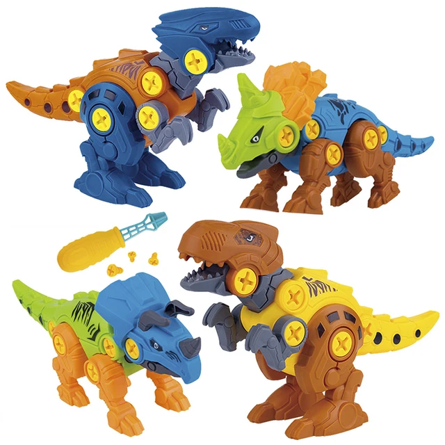 4Pcs DIY disassembly assembly dinosaur toy set screw nut combination assembling dinosaur model educational toy for children kids