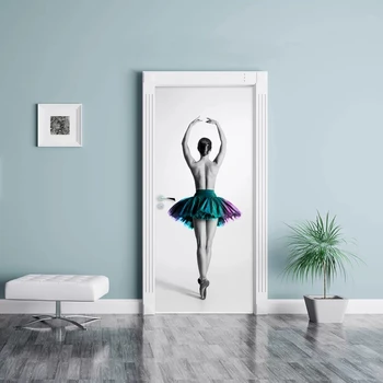 

Home Decor 3d Beautiful Ballerina Girl Door Sticker Self Adhesive Renew Print Wall Art PVC Waterproof Wallpaper Paste Picture