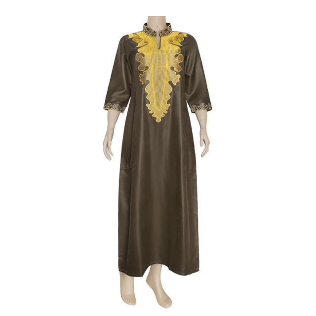MD African Clothing For Women Ankara Traditional Long Dresses Embroidered Dashiki Robe Marocaine Jellaba Femme Kaftan Party Gown Auburn