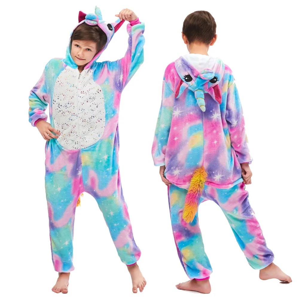 Детские карнавальные пижамы с животными Тоторо; зимняя Пижама Косплей с единорогом для мальчиков и девочек; Милая Ночная рубашка для От 4 до 12 лет - Цвет: LA20