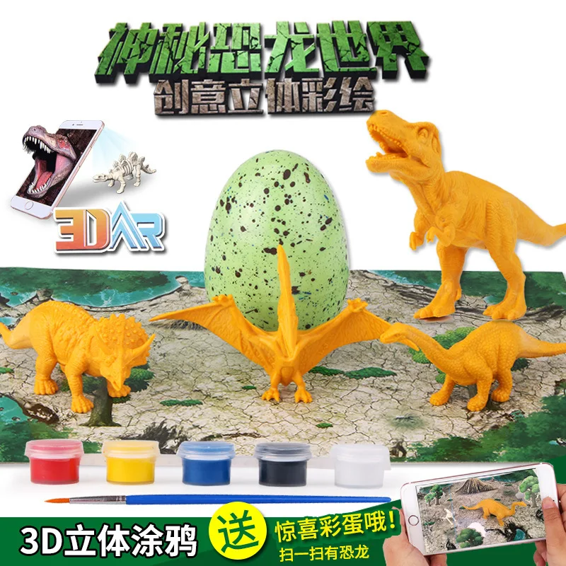 

DIY Educational Painted Egg Children Handmade Hand Painting Creative AR Dinosaur Stereo Coloured Drawing Cartoon Painting Easter