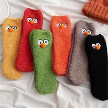 Новые женские носки яркие зимние толстые пушистые теплые носки без пятки из кораллового флиса милые домашние мягкие носки-тапочки с героями мультфильмов новое поступление