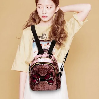 

Fashion Women Sequin Girls Bowknot Backpack Mini Bowknot Bag Sequins Schoolbags Travel School Backpack Rucksack Bookbag