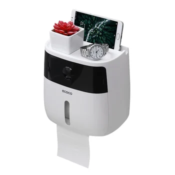 

Dropshipping Double-layer Free Punching Waterproof Toilet Paper Holder Wall Mounted Self Adhesive Tissue Box P666