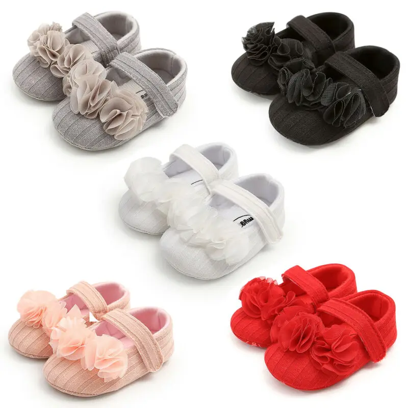 Newborn Baby Girl Crib Shoes Flower Soft Sole Infant Kid Casual Dress Shoes Princess Dance Shoes