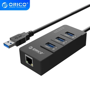 

ORICO HR01 USB3.0 Gigabit Ethernet Adapter USB3.0 HUB to RJ45 Lan Network Card 3 Ports Type-A 1000Mbps for MacBook Laptop