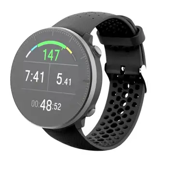 

For Polar Vantage M Silicone Smartwatch Replacement Strap Official Pattern Black Buckle Sports Replacement Wristband