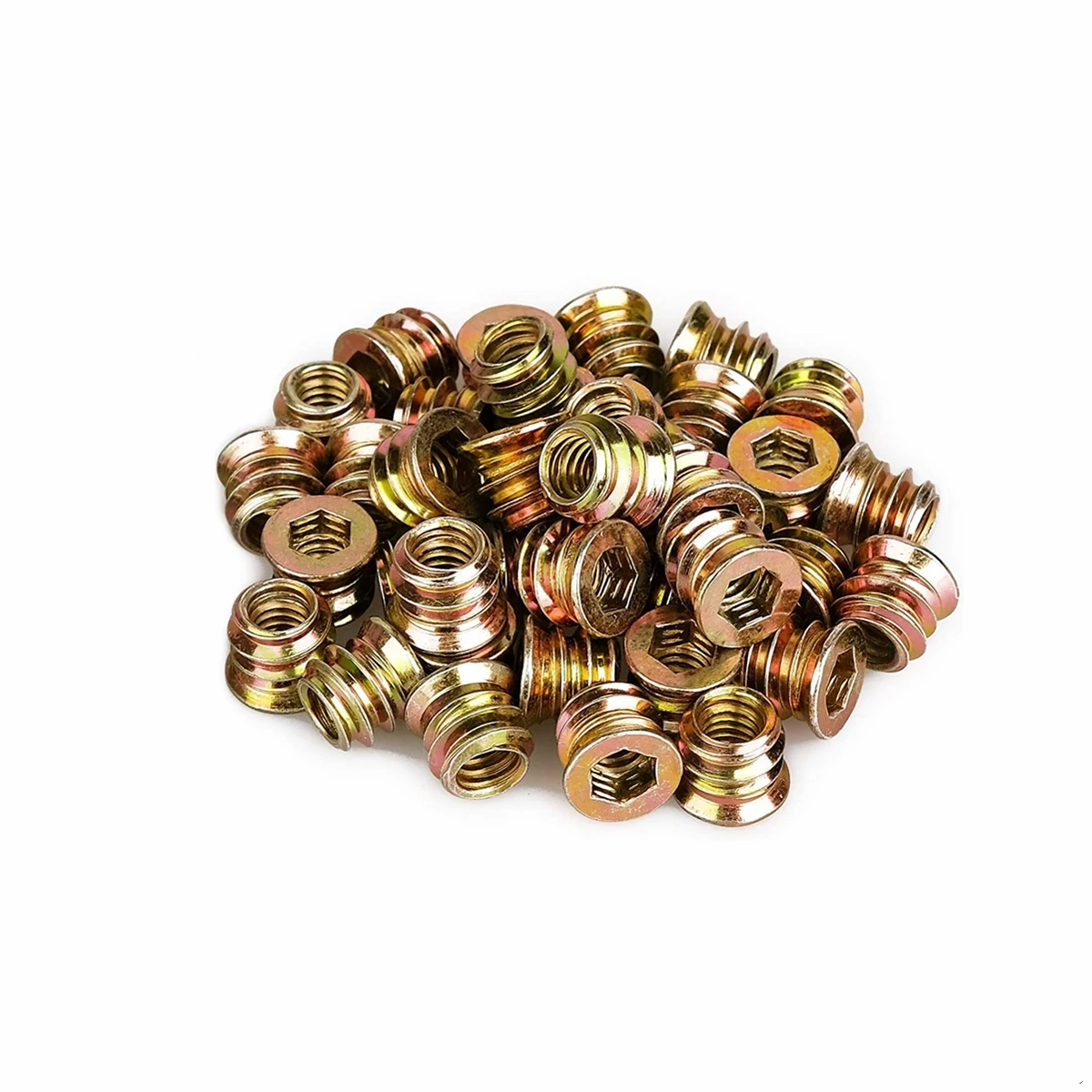 

5/10PCS M6 M8 M10 Zinc Alloy Iron Inside Carbon Steel Thread Flanged Hex Socket Drive Insert Nuts Threaded For Wood Furnitur