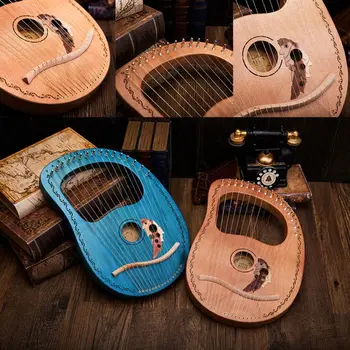 

Mahogany Wood Harp 16 String 16 Tone Harp Portable Lyre Musical Instrument Beginner Tools Boys Girls Christmas Gift