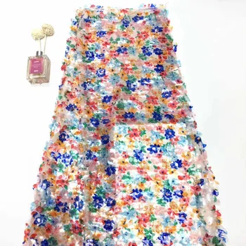 

Latest African Tull Lace Fabrics High Quality 2019 Nigerian Net Lace Fabric with Sequins Sequence Lace for Women Dress T3316