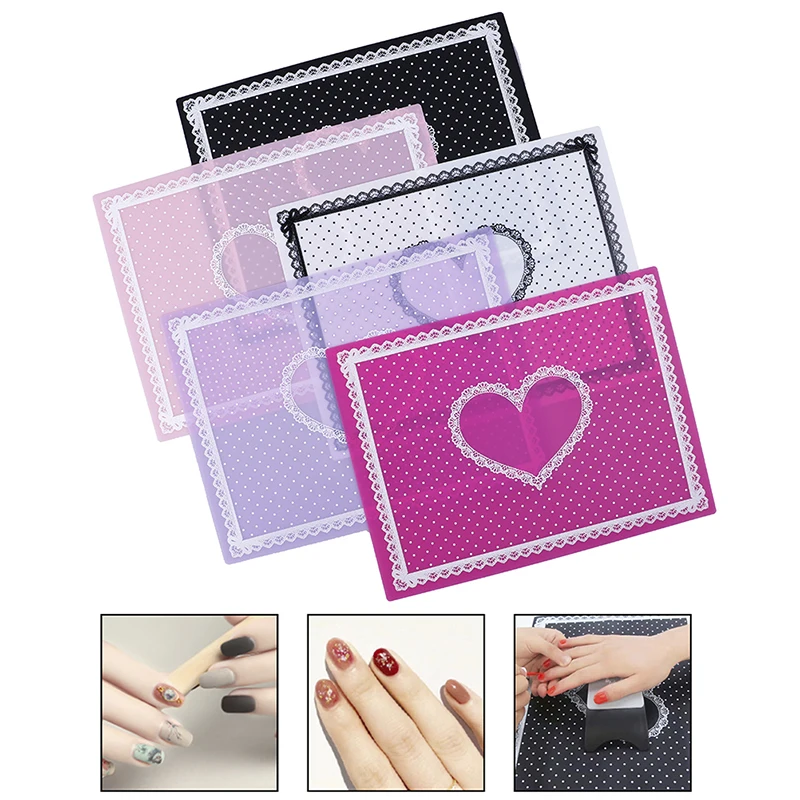 

Lace Table Washable Mat Pad Foldable Nail Art Salon Practice Silicone Pillow Hand Holder Cushion Washable Manicure Tool