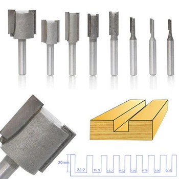 

8pcs Router Bits Set 1/4inches Shank Straight Router Bits Carbide Wood Working Milling Cutter Power Tools