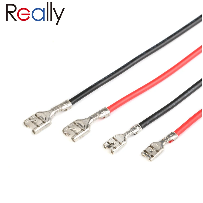 5PCS/lot 2.8 4.8 6.3 Tinned Feamle Spade Quick Splice Crimp Terminals With 10cm 20cm Red and Black 22-20AWG cable harness