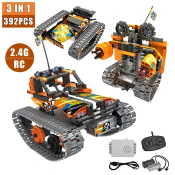 

3 in 1 RC Stunt Car Technical City Construct Building Blocks RC Car Toys Remote Control Robot Track Car Construct Bricks For Boy