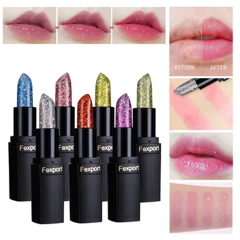 

Seven-color diamond temperature change lipstick Color changing lipsticks korean fashion glitter lipstick