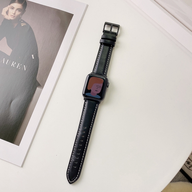Genuine Leather Strap for Apple Watch Band 38mm 42mm 40mm 44mm SE7 6 5 Smooth Loop for Iwatch 4 3 2 1 41mm 45mm Bracelet
