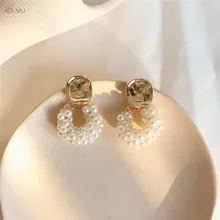 AOMU, ручная работа, новинка, горячая мода, бохо, Ретро стиль, металл, золото, многослойные жемчужные серьги-гвоздики для женщин, подарки, ювелирное изделие, подвеска, Brincos