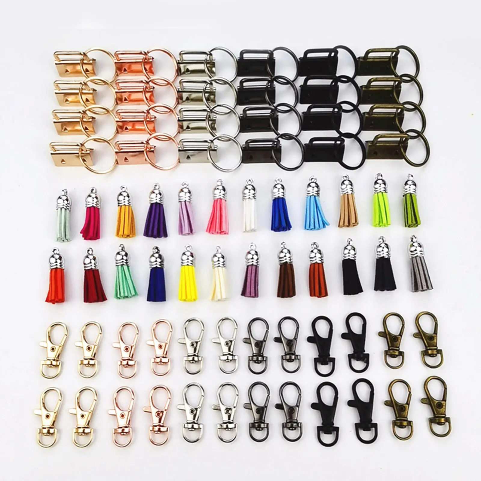 72 Pieces Key Fob Wrist Hardware Set with Rings 1 inch Keychain Tassels Swivel Snap Hooks for Wristlet Lanyard | Дом и сад