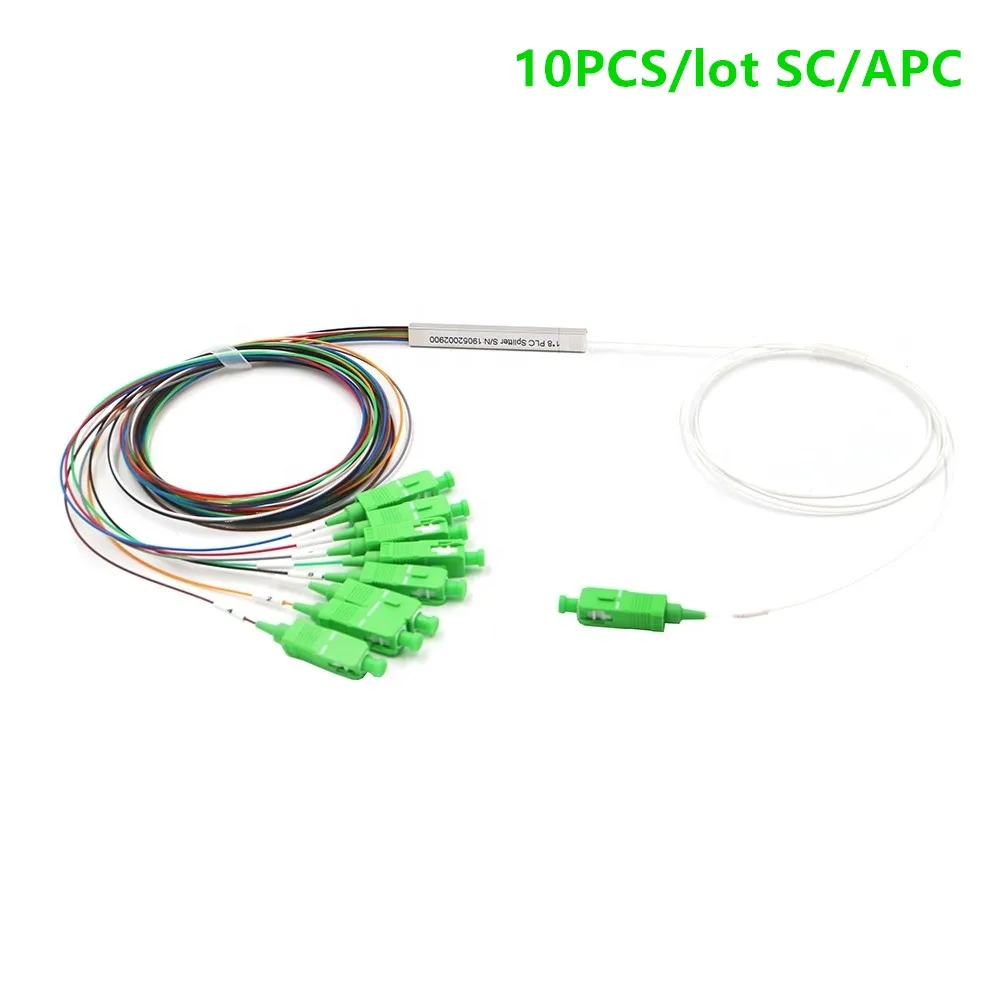 10PCS 0,9 мм стальной трубчатый волоконно-оптический разветвитель plc 1x8 SC/APC Mini Blockless 1*8 SC/APC разъем - Цвет: 10PCS