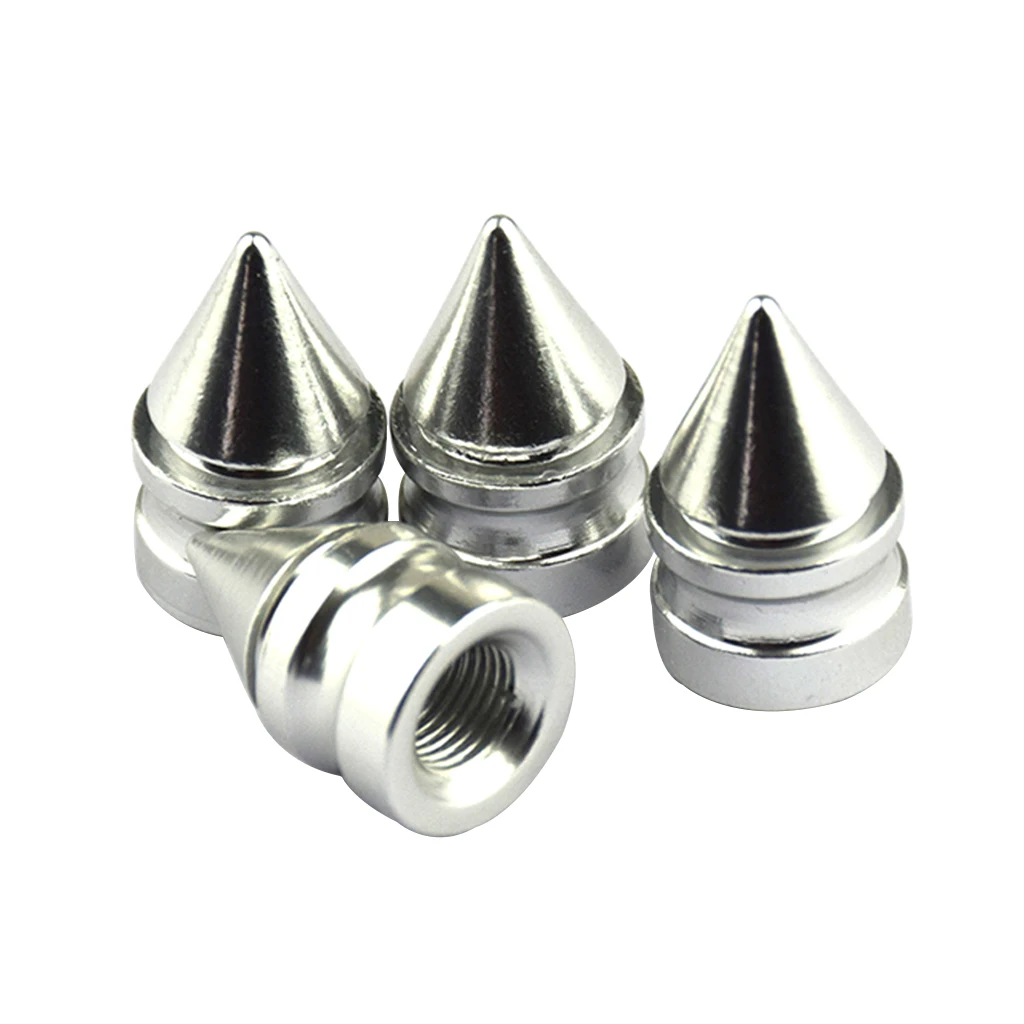 4 pcs Aluminum Car Motorcycle Tire Valve Stem Cap Wheel Spike Cover Cap Orange