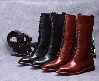 

Men Boots High Top Leather Boots Lace-up Cowhide Pointed Toe Ankle Genuine Leather Cow Leather Full Grain Leather Split Leather