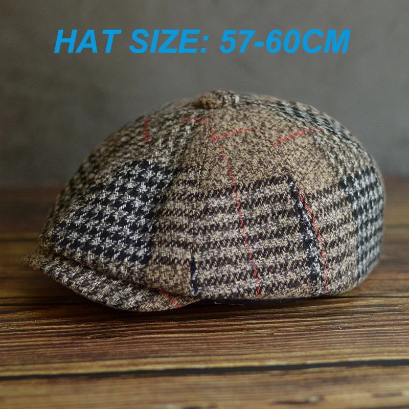 Autumn Winter Men's Newsboy Hat Wool Blend Male Beret Men And Women England Gatsby Retro Hat Driver Flat Cap Cotton Newsboy Cap