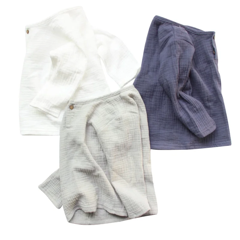 Linen 2021 Cotton Baby Boy Girl Summer T Shirts New Toddler Comfortable Tops Tee Children Clothing Kids Button 80-130CM Height