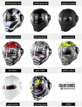 

Flip up casco para moto Full-face Ironman Robot Design Motorcycle Helmet Dot Approved Soman SM515