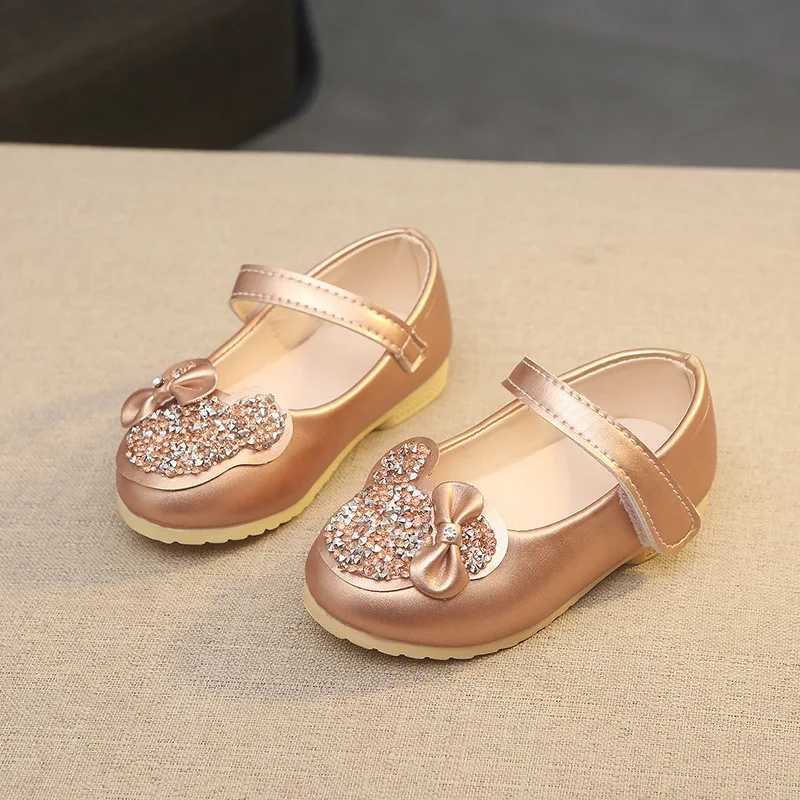 Spring Autumn Girls Princess Shoes Children Sequins Dance Shoes Baby Toddler Kids Peas Soft-soled Leather Show Shoes