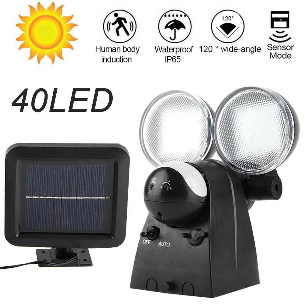 

LED Solar Light Wall Lamp durable Double Head Human Body Motion Sensor 1/2/4pcs LED Wall Lamp Outdoor Waterproof Garden Light