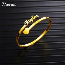 

Customized Name Bracelet Heart Bangle Jewelry Set Stainless Steel Cuff Bracelets For Women Men Personalized Charm Bangle Jewelry