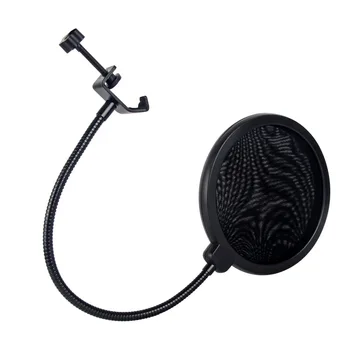 

Durable Double Layer Windscreen Studio Microphone Flexible Wind Screen Mask Mic Pop Filter Bilayer Shield for Speaking Recording