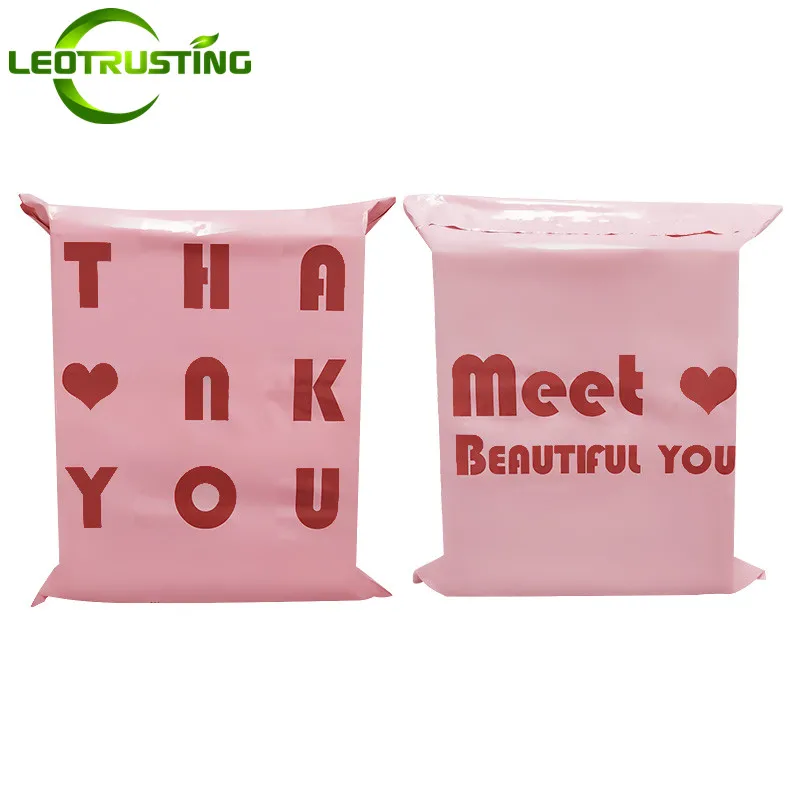 Lovely Pink Thank You Poly Mailer Adhesive Envelope Bag Eco friendly