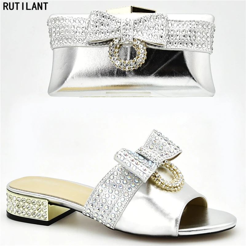 

Matching Shoes and Bag Set for Wedding Nigerian Women Shoes and Bag Set Decorated with Rhinestone Wedding Shoes Bride Cristal