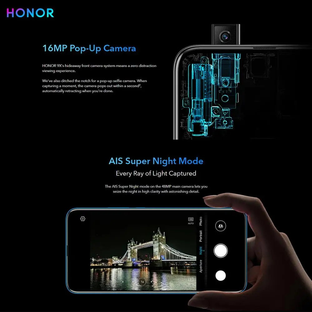 Глобальная версия смартфона Honor 9x 6 59 дюймов с Полноразмерным экраном 48 МП тройные