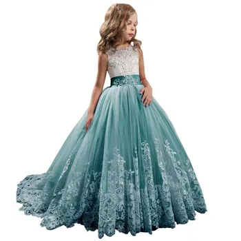 

Girls Dress Lace Floral Tulle Princess Dress Party Wedding Bridesmaid Pageant Dress Girl Tutu Gown Robe Fille Formal Girls Dress