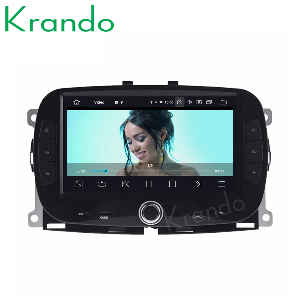 Krando 7'' Android 9.0 full touch for fiat 500 2015-2018 car radio dvd player navigation multimedia player with bt