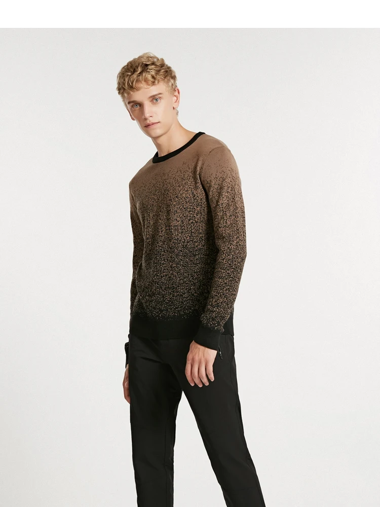 JackJones зимний мужской шерстяной крутой градиентный свитер с круглым вырезом пуловеры Мужская одежда 218424511