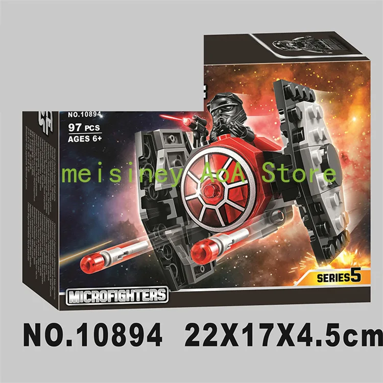 

10894 97pcs Compatible legoings Star Wars Series 75194 First Order TIE Fighter Microfighter Building Blocks Bricks Toys Model
