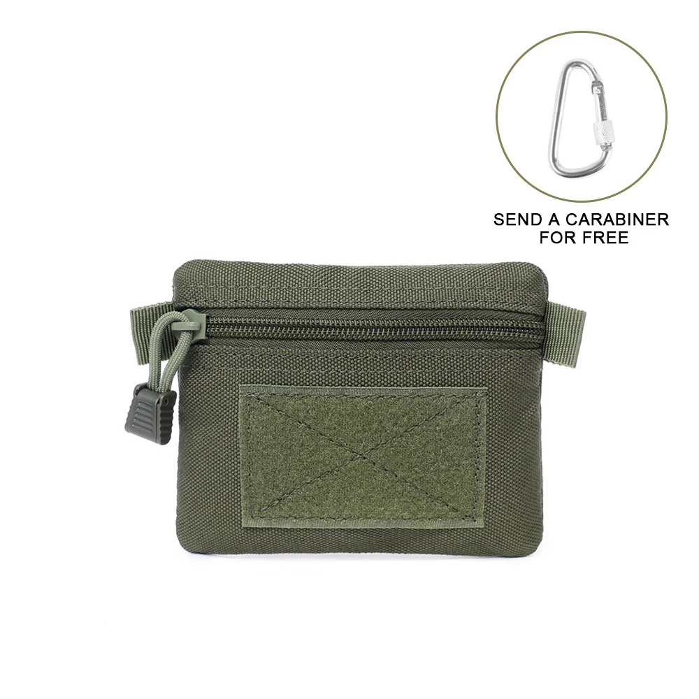 Green Тактический кошелек, сумка для карт, для денег, для ключей, 1000D, нейлон, с бесплатным карабином, для охоты, кемпинга, туризма, для улицы, водонепроницаемый, маленький чехол - Цвет: Green