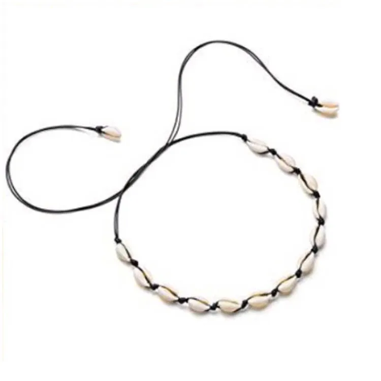 2020 Hot Conch Shell Black White Rope Necklace Ladies Summer Beach Shell Collar Boho Beaded Necklace Handmade Collar Female