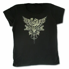Camiseta personalizada korn skull wings para meninas, camiseta preta, personalizável
