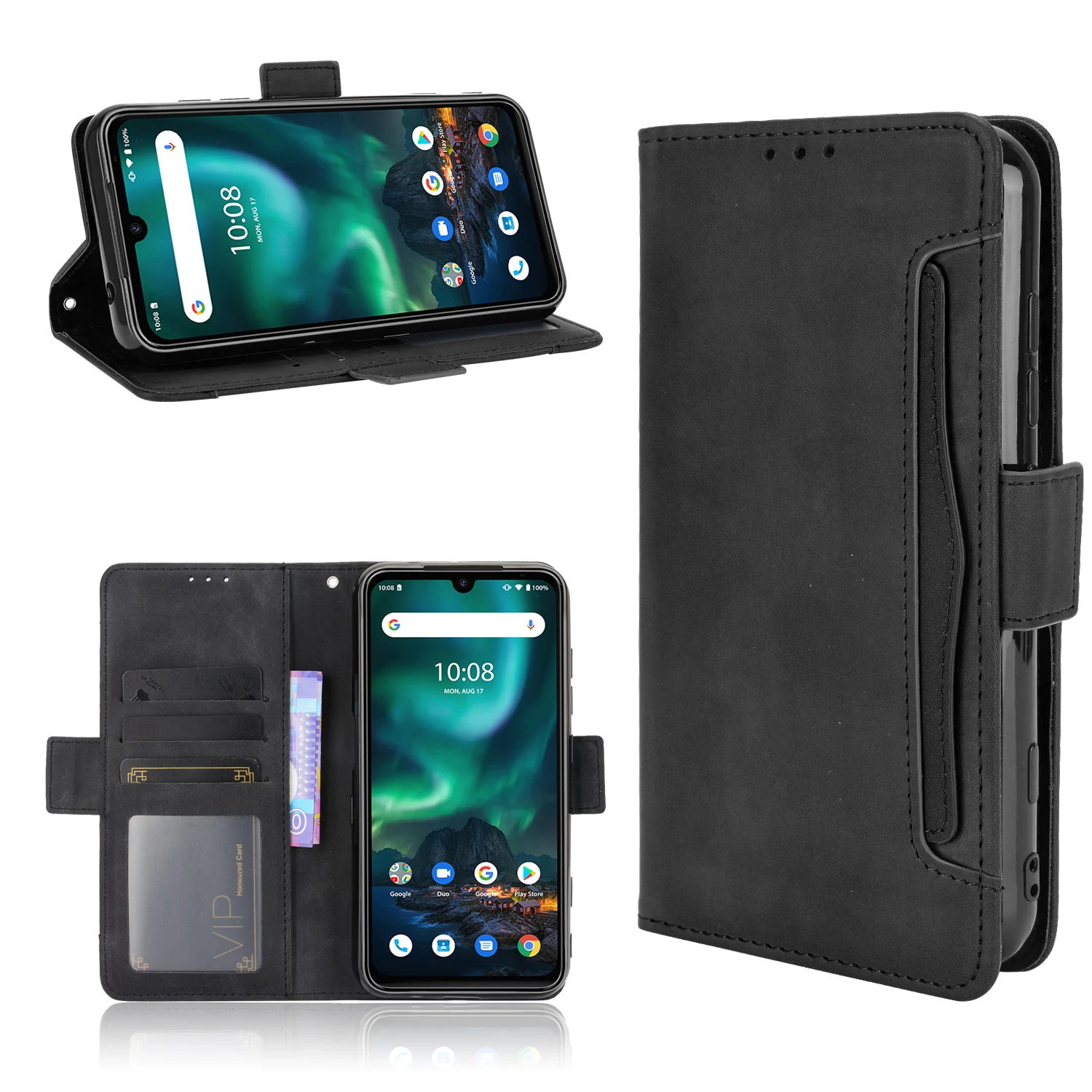 Leather Wallet Flip Case with Multi-Card Slots