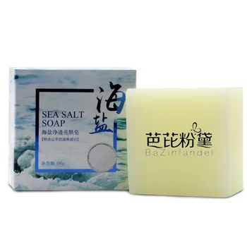 

Sea Salt Soap Cleaning Skin Anti-mite Oil-control Firming Skin Facial Cleansing Handmade Soap Face cleaner 100g QJ