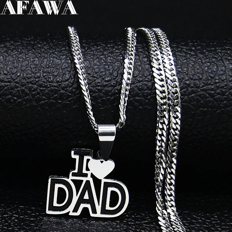 Ожерелье из нержавеющей стали I Love Dad мужское ожерелье серебряного цвета