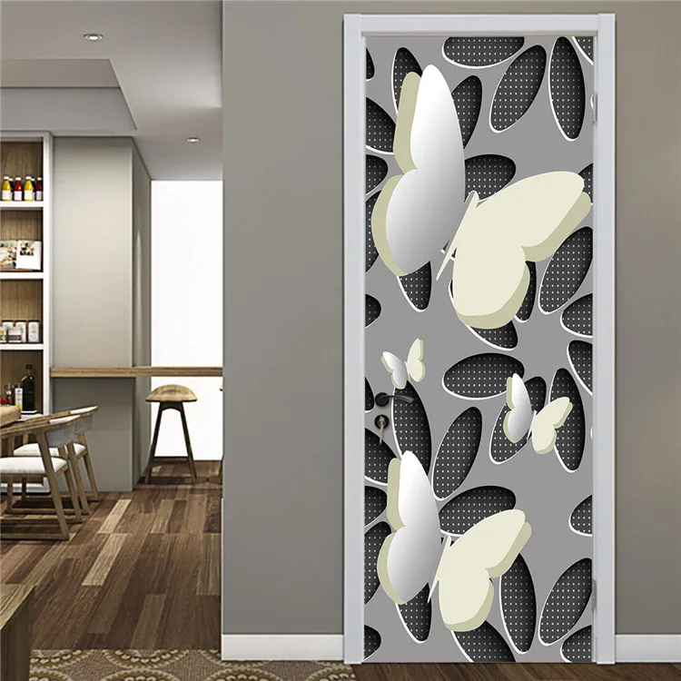 Wood Wallpaper for Door Home Design Stickers on the Doors Vinyl DIY Adhesive Waterproof Removable Poster Decor Art Mural Decals - Цвет: DZMT178