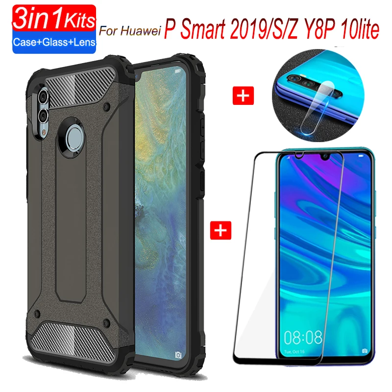 

3in1 case p-smart 2019/S/Z, rugged cover Huawei P Smart 2019 S Z Y8P Honor 10 lite bumper case  psmart 2019 y8 p hard cover