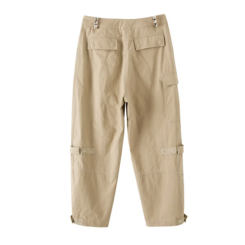 Army green Cargo Pant 2018 женские изысканные металлические пряжки декоративные закрывающие хлопковые комбинезоны повседневные брюки женские